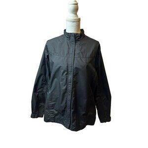 Nike Women's L Large Black Track Jacket Full Zip 100% Nylon